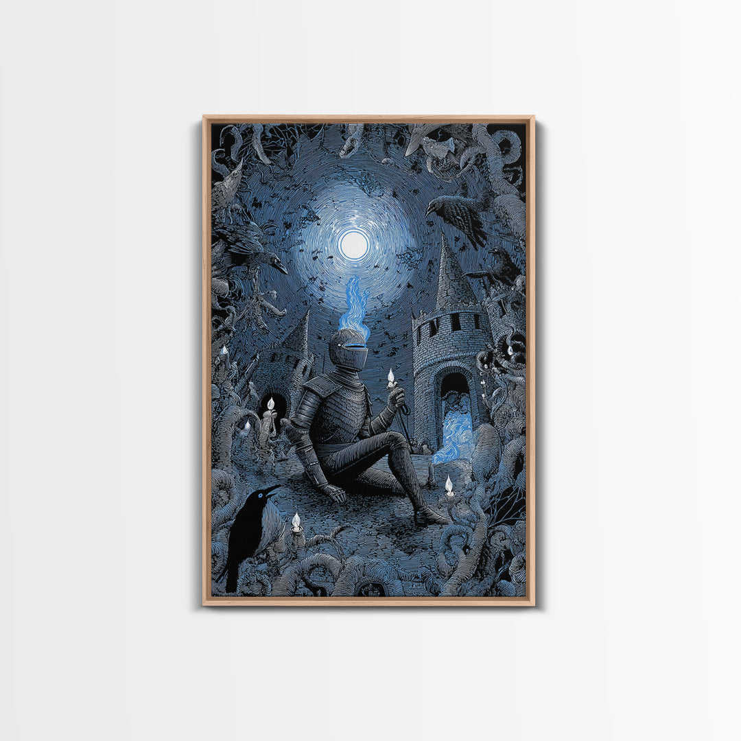 The Spectral Knight, Victorian Macabre Art, Vertical Wall Art, Gothic Horror Wall Art, Framed Canvas Print, Halloween Wall Art