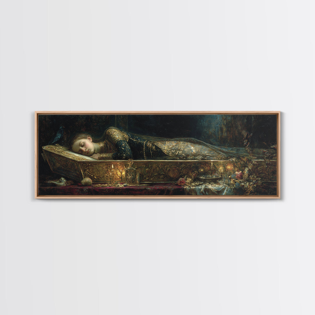 The Coffin Sleeper, Ornate Symbolist Art, Extra Wide Wall Art, Gothic Horror Wall Art, Canvas Print, Halloween Wall Art