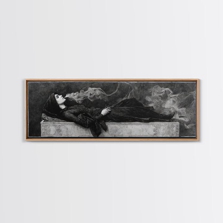The Coffin Sleeper, Dark Symbolist Art, Extra Wide Wall Art, Gothic Horror Wall Art, Canvas Print, Halloween Wall Art