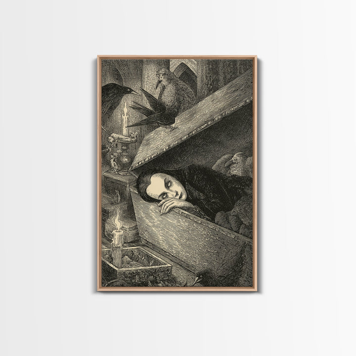 The Coffin Sleeper, Victorian Macabre Art, Vertical Wall Art, Gothic Horror Wall Art, Canvas Print, Halloween Wall Art