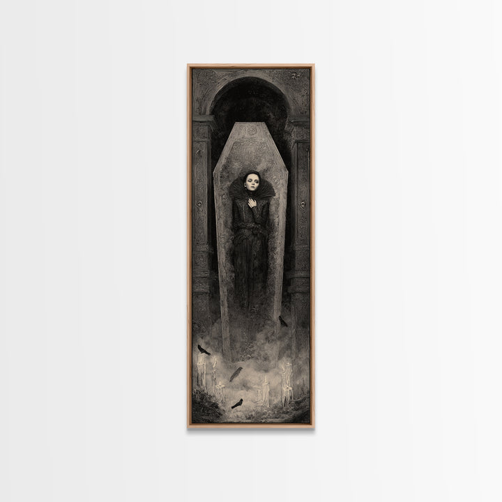 The Coffin Sleeper, Surreal Apocalyptic Art, Tall Narrow Wall Art, Gothic Horror Wall Art, Canvas Print, Halloween Wall Art