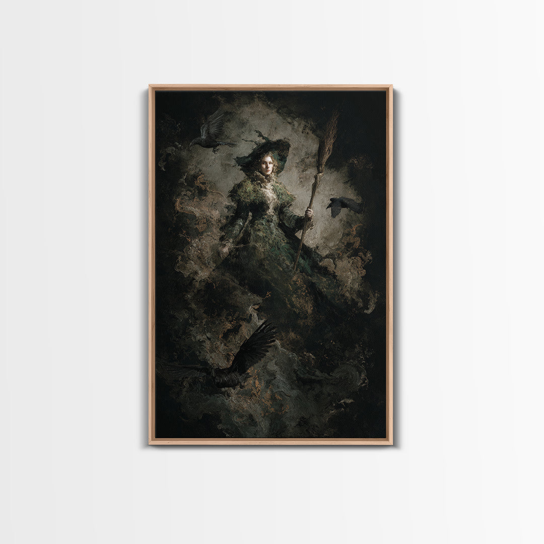 The Swamp Witch, Dark Romantic Horror Art, Vertical Wall Art, Dark Fantasy Wall Art, Framed Canvas Print, Halloween Wall Art