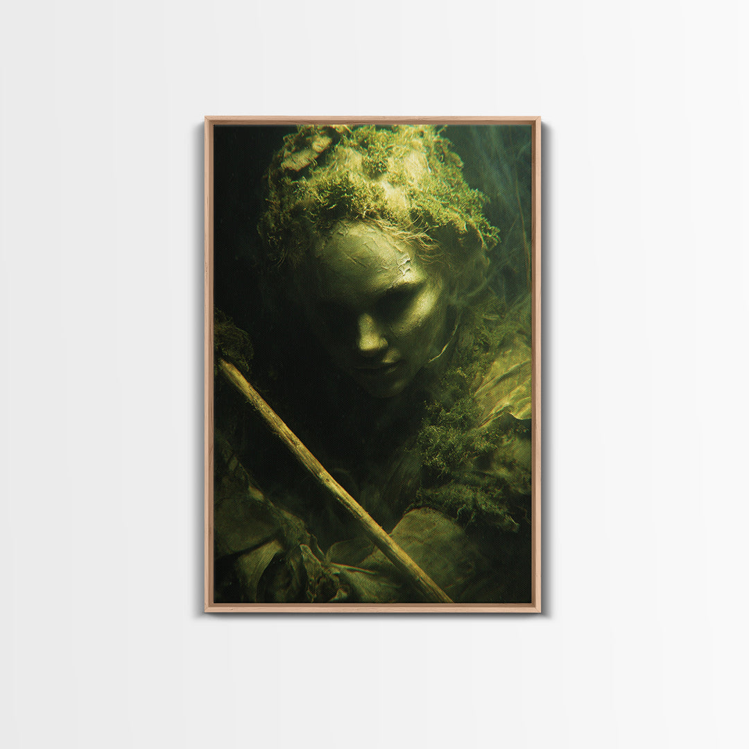 The Swamp Witch, Gothic Nightmare Art, Vertical Wall Art, Dark Halloween Decor, Framed Canvas Print, Halloween Wall Art