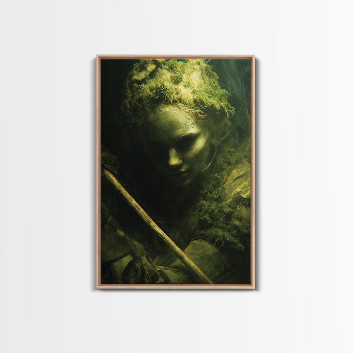 The Swamp Witch, Gothic Nightmare Art, Vertical Wall Art, Dark Halloween Decor, Framed Canvas Print, Halloween Wall Art