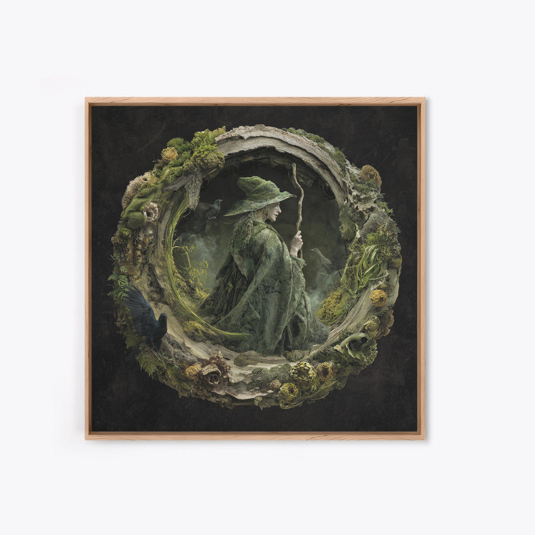 The Swamp Witch, Symbolist Dream Art, Square Wall Art, Dark Fantasy Wall Art, Canvas Print, Halloween Wall Art, Horror Wall Art