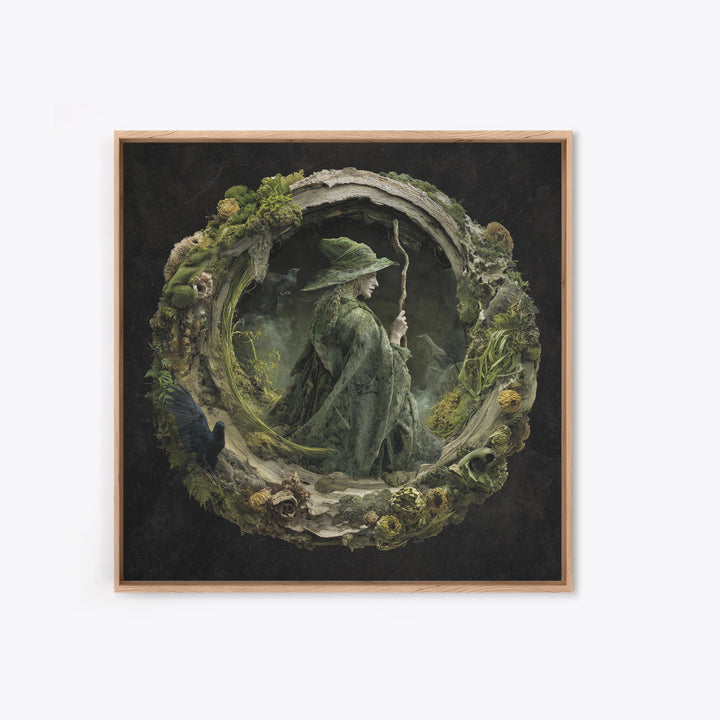 The Swamp Witch, Symbolist Dream Art, Square Wall Art, Dark Fantasy Wall Art, Canvas Print, Halloween Wall Art, Horror Wall Art
