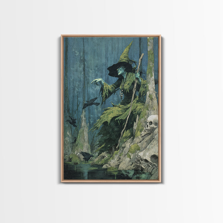 The Swamp Witch, Decadent Gothic Art, Vertical Wall Art, Gothic Horror Wall Art, Canvas Print, Halloween Wall Art
