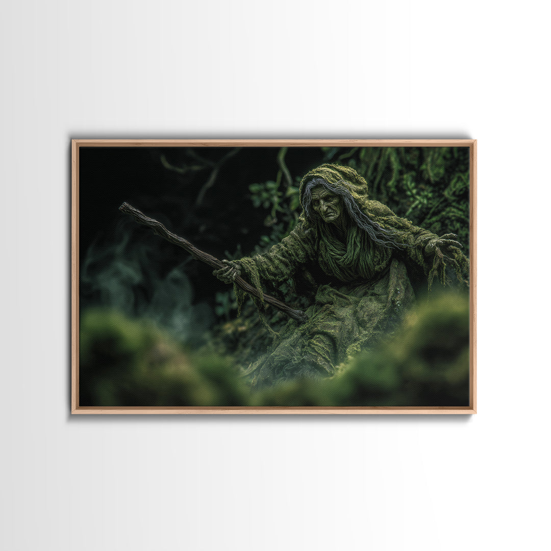 The Swamp Witch, Expressionist Gothic Art, Landscape Wall Art, Dark Fantasy Wall Art, Canvas Print, Halloween Wall Art, Gothic Home Decor