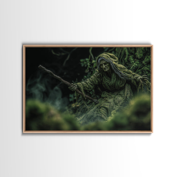 The Swamp Witch, Expressionist Gothic Art, Landscape Wall Art, Dark Fantasy Wall Art, Canvas Print, Halloween Wall Art, Gothic Home Decor