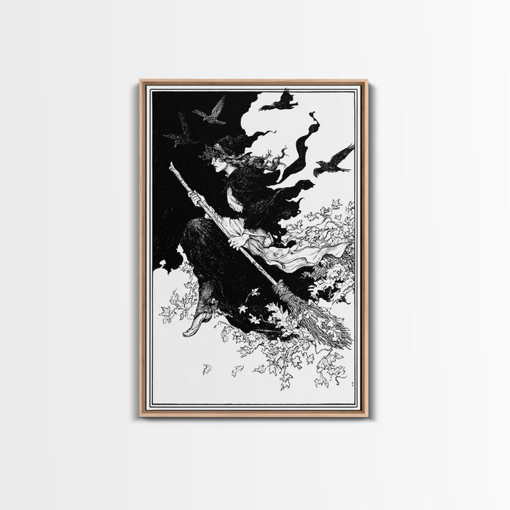 The Swamp Witch, Decadent Line Art, Vertical Wall Art, Gothic Horror Wall Art, Canvas Print, Halloween Wall Art, Halloween Decor