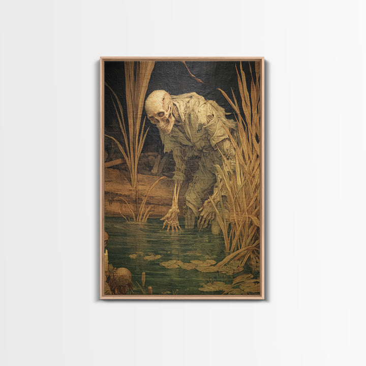 The Bog Mummy, Danse Macabre Art, Vertical Wall Art, Dark Fantasy Wall Art, Canvas Print, Halloween Wall Art