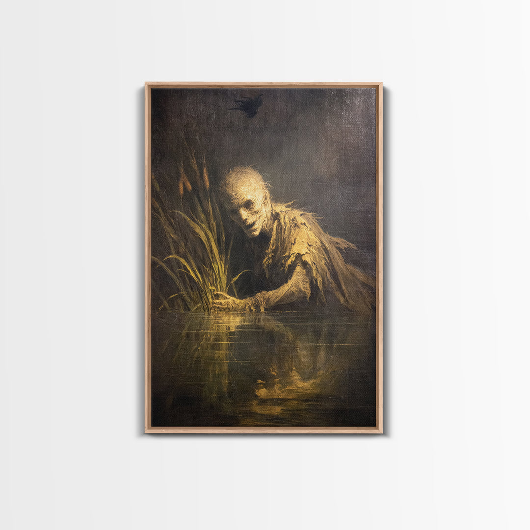 The Bog Mummy, Dark Romantic Horror Art, Vertical Wall Art, Dark Fantasy Wall Art, Canvas Print, Halloween Wall Art, Spooky Wall Decor