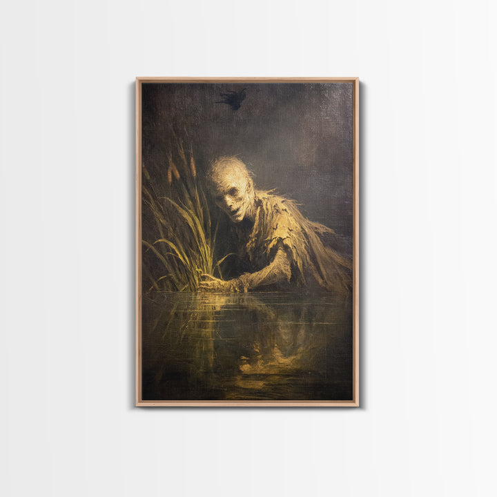 The Bog Mummy, Dark Romantic Horror Art, Vertical Wall Art, Dark Fantasy Wall Art, Canvas Print, Halloween Wall Art, Spooky Wall Decor