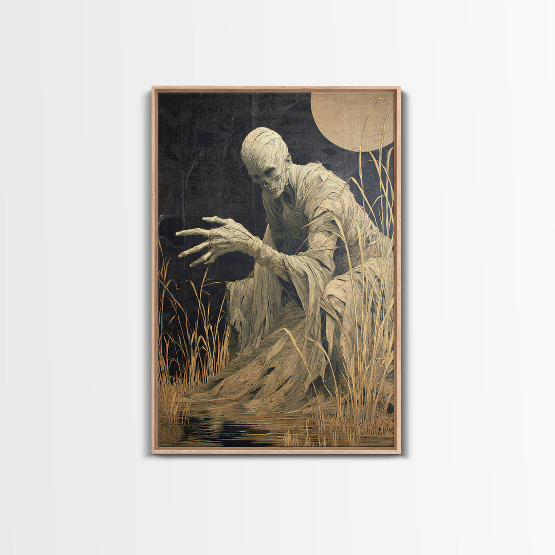 The Bog Mummy, Visionary Gothic Art, Vertical Wall Art, Macabre Wall Art, Framed Canvas Print, Halloween Wall Art, Horror Wall Art