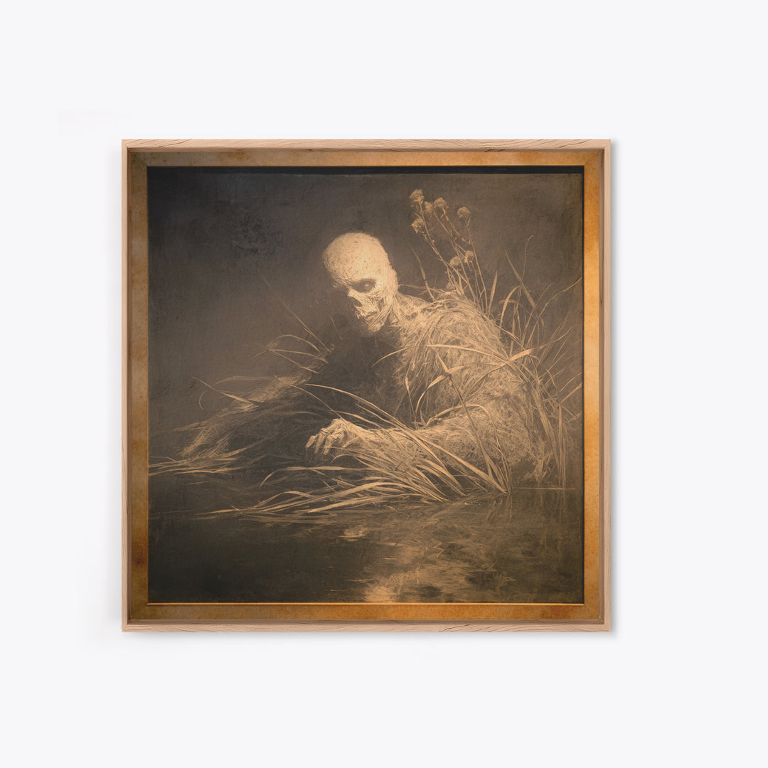 The Bog Mummy, Symbolist Dream Art, Square Wall Art, Macabre Wall Art, Canvas Print, Halloween Wall Art, Gothic Home Decor