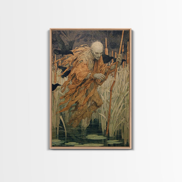 The Bog Mummy, Decadent Gothic Art, Vertical Wall Art, Dark Fantasy Wall Art, Framed Canvas Print, Halloween Wall Art