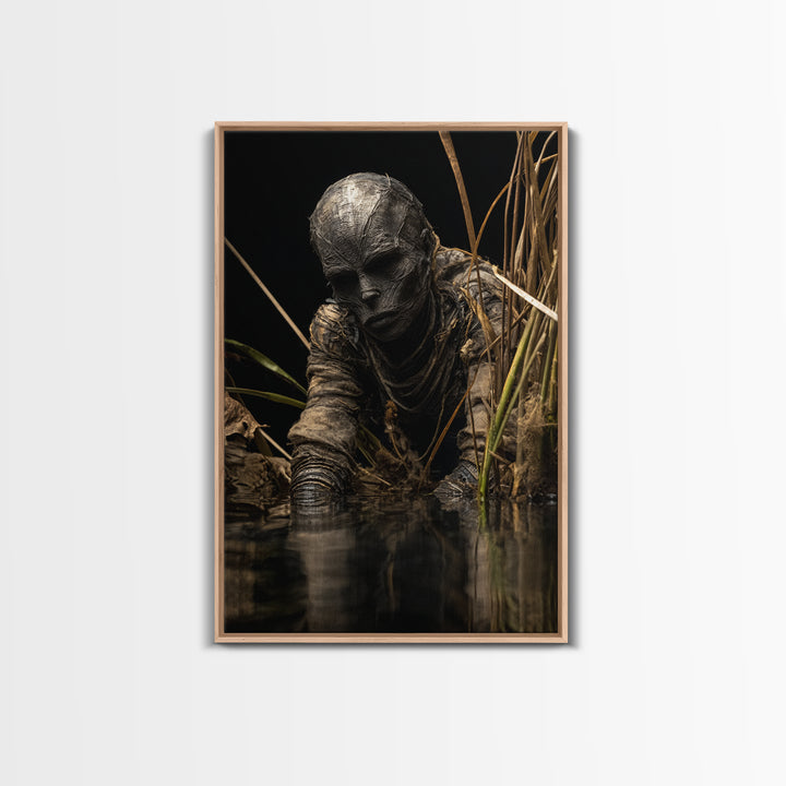 The Bog Mummy, Biomechanical Horror Art, Vertical Wall Art, Macabre Wall Art, Canvas Print, Halloween Wall Art, Halloween Decor