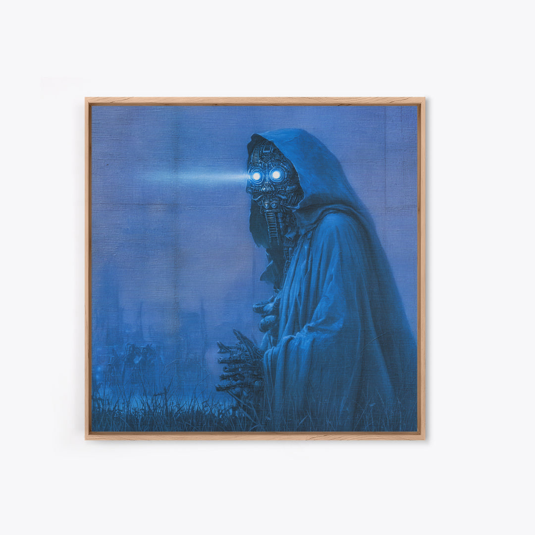 The Will-O'-The-Wisp Shepherd, Biomechanical Horror Art, Square Wall Art, Gothic Horror Wall Art, Framed Canvas Print, Halloween Wall Art