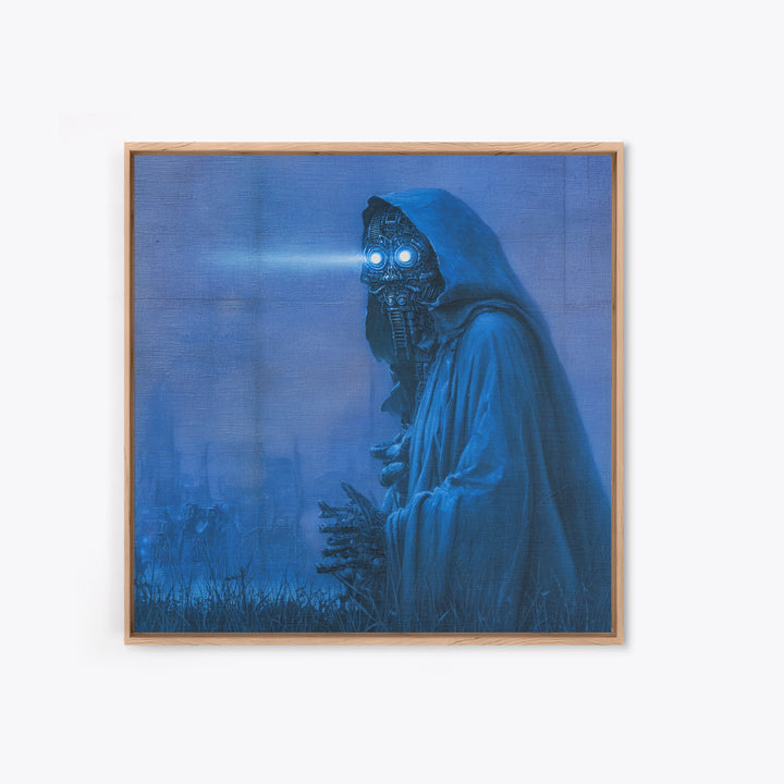 The Will-O'-The-Wisp Shepherd, Biomechanical Horror Art, Square Wall Art, Gothic Horror Wall Art, Framed Canvas Print, Halloween Wall Art