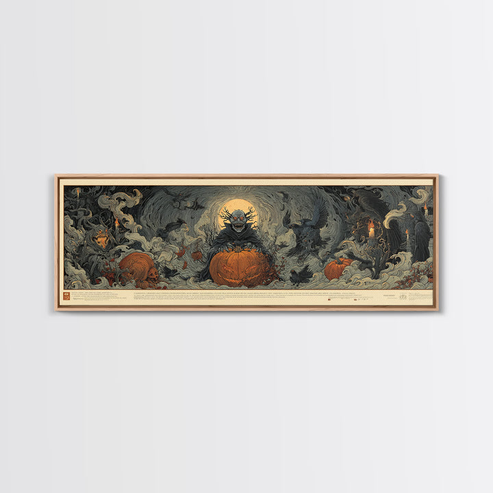 The Pumpkin Patch Goblin, Visionary Gothic Art, Extra Wide Wall Art, Dark Halloween Decor, Canvas Print, Halloween Wall Art