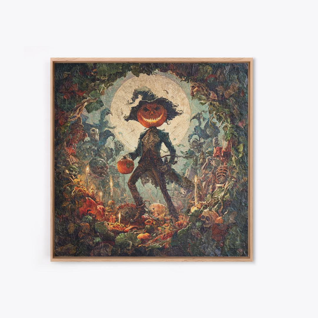 The Pumpkin Patch Goblin, Grotesque Carnival Art, Square Wall Art, Dark Fantasy Wall Art, Canvas Print, Halloween Wall Art