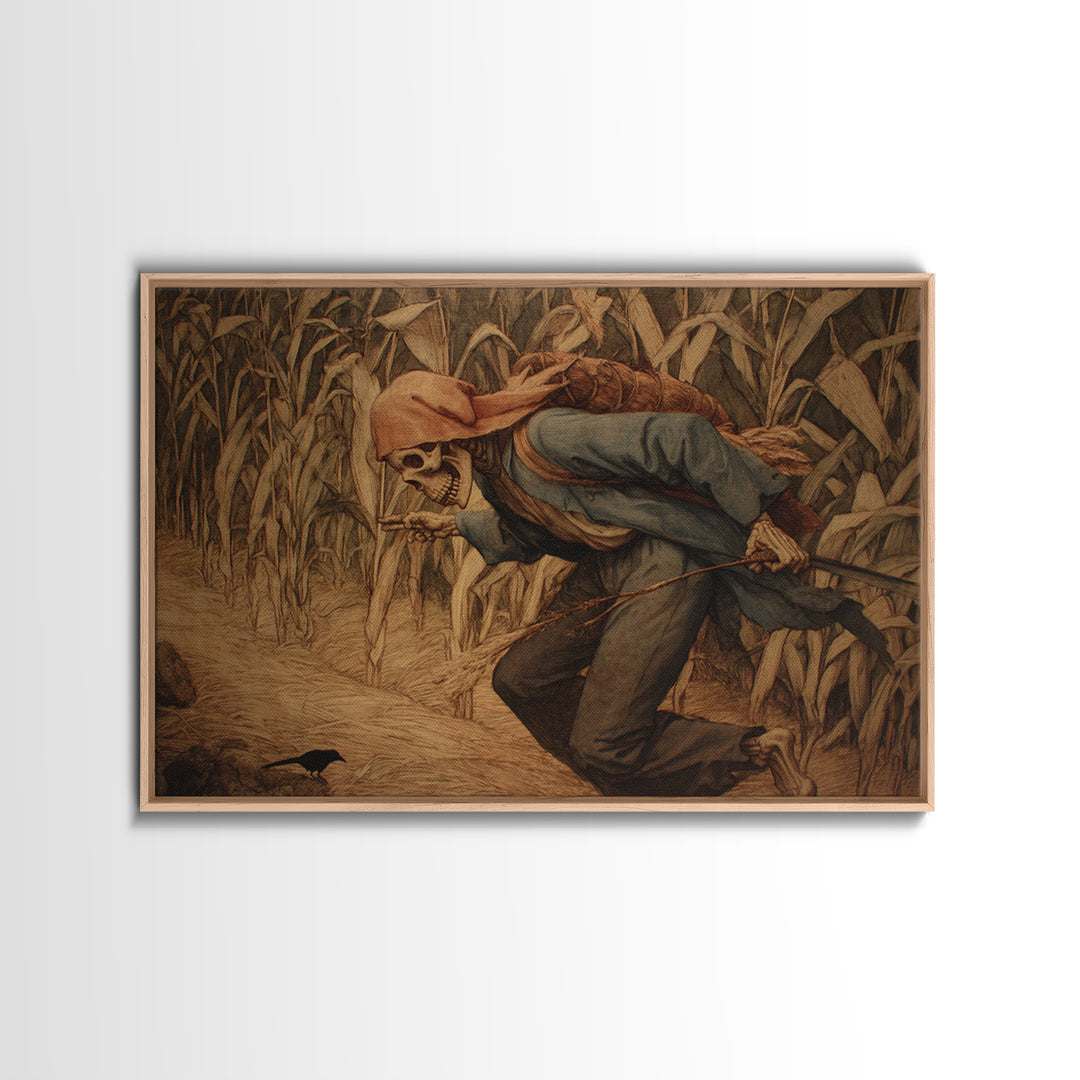 The Cornfield Crawler, Danse Macabre Art, Landscape Wall Art, Dark Fantasy Wall Art, Framed Canvas Print