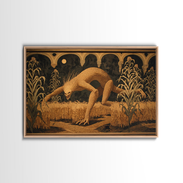The Cornfield Crawler, Visionary Gothic Art, Landscape Wall Art, Dark Fantasy Wall Art, Canvas Print, Halloween Wall Art