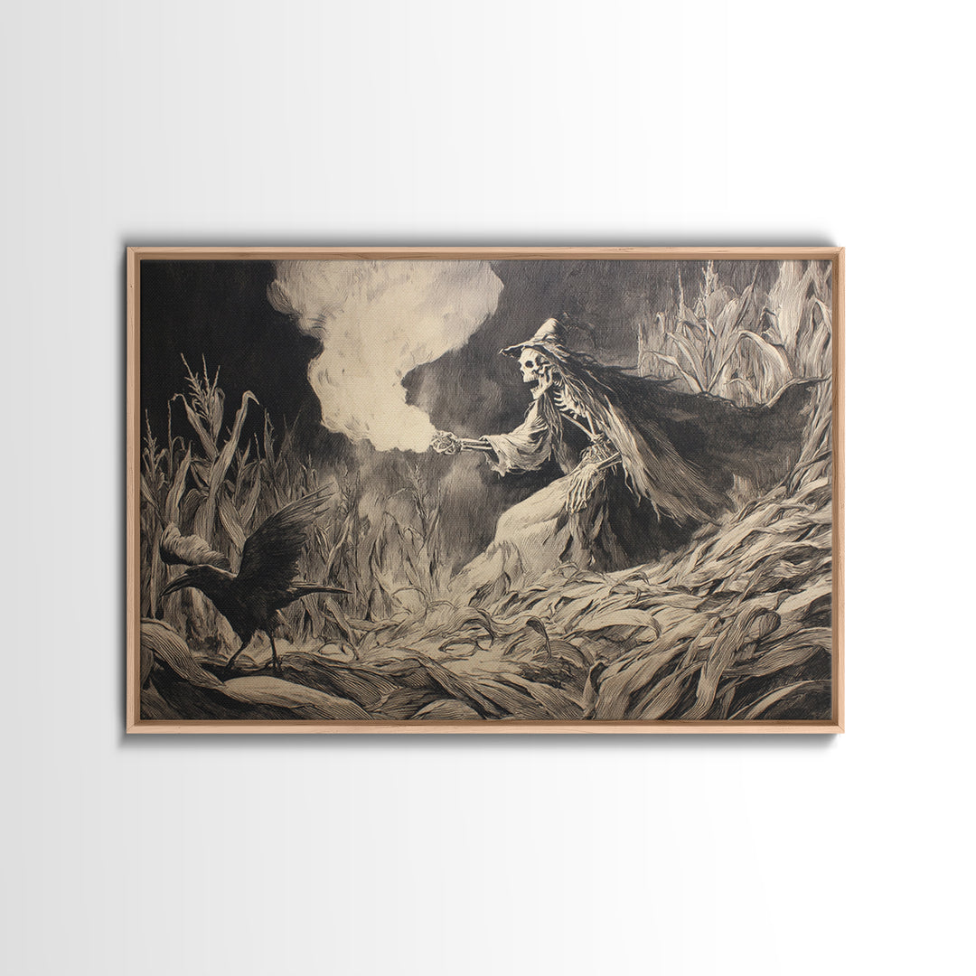 The Cornfield Crawler, Decadent Gothic Art, Landscape Wall Art, Dark Halloween Decor, Canvas Print, Halloween Wall Art