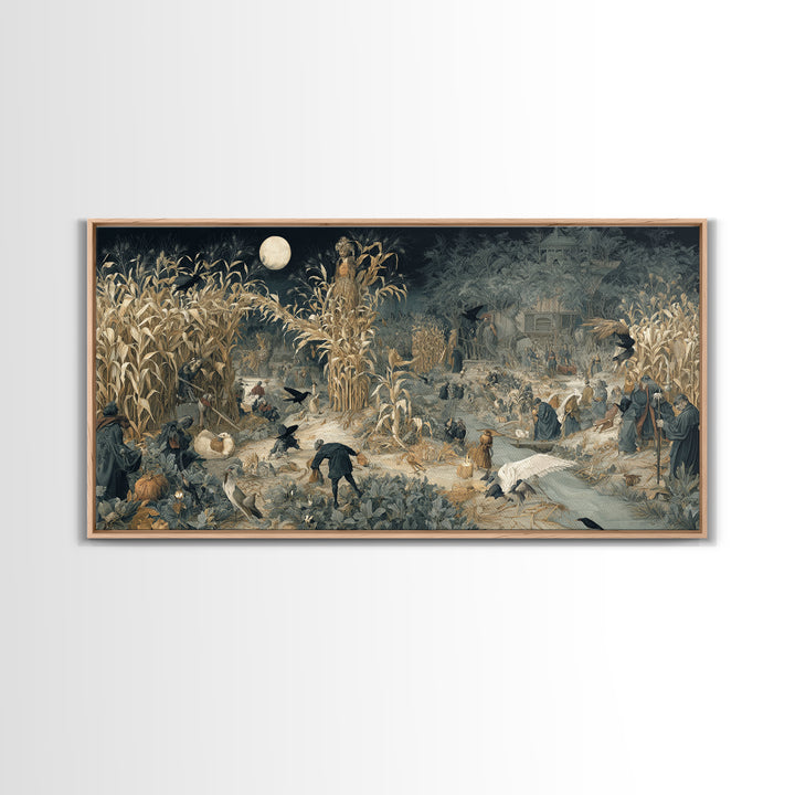 The Harvest Demon, Northern Renaissance Horror, Wide Panoramic Art, Gothic Horror Wall Art, Canvas Print, Halloween Wall Art