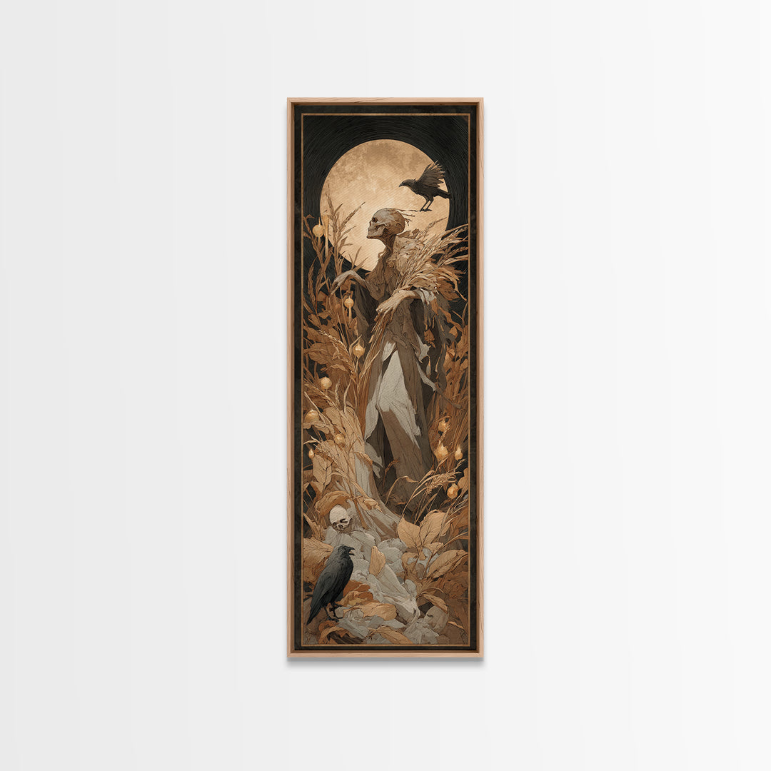 The Harvest Demon, Gothic Nightmare Art, Tall Narrow Wall Art, Dark Fantasy Wall Art, Framed Canvas Print, Halloween Wall Art
