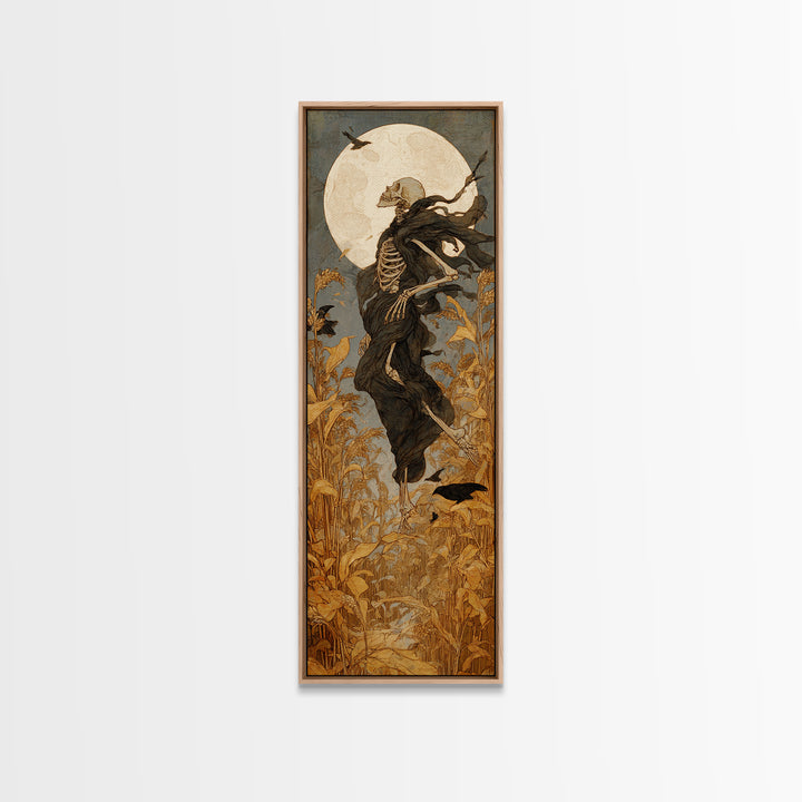 The Harvest Demon, Decadent Gothic Art, Tall Narrow Wall Art, Dark Halloween Decor, Framed Canvas Print, Halloween Wall Art