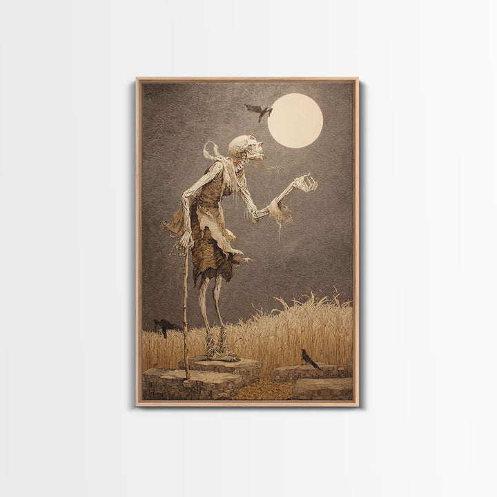 The Harvest Demon, Victorian Macabre Art, Vertical Wall Art, Dark Halloween Decor, Canvas Print, Halloween Wall Art