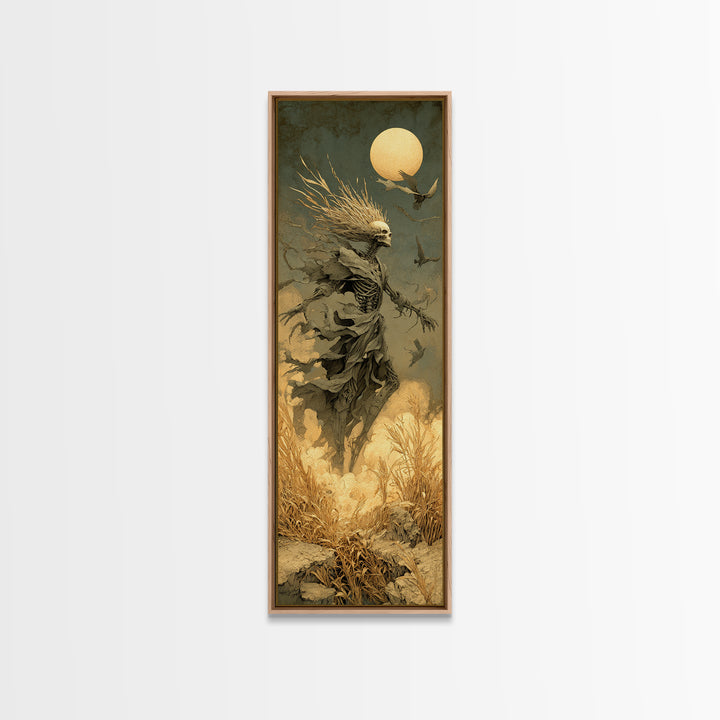 The Harvest Demon, Surreal Apocalyptic Art, Tall Narrow Wall Art, Dark Halloween Decor, Framed Canvas Print, Halloween Wall Art