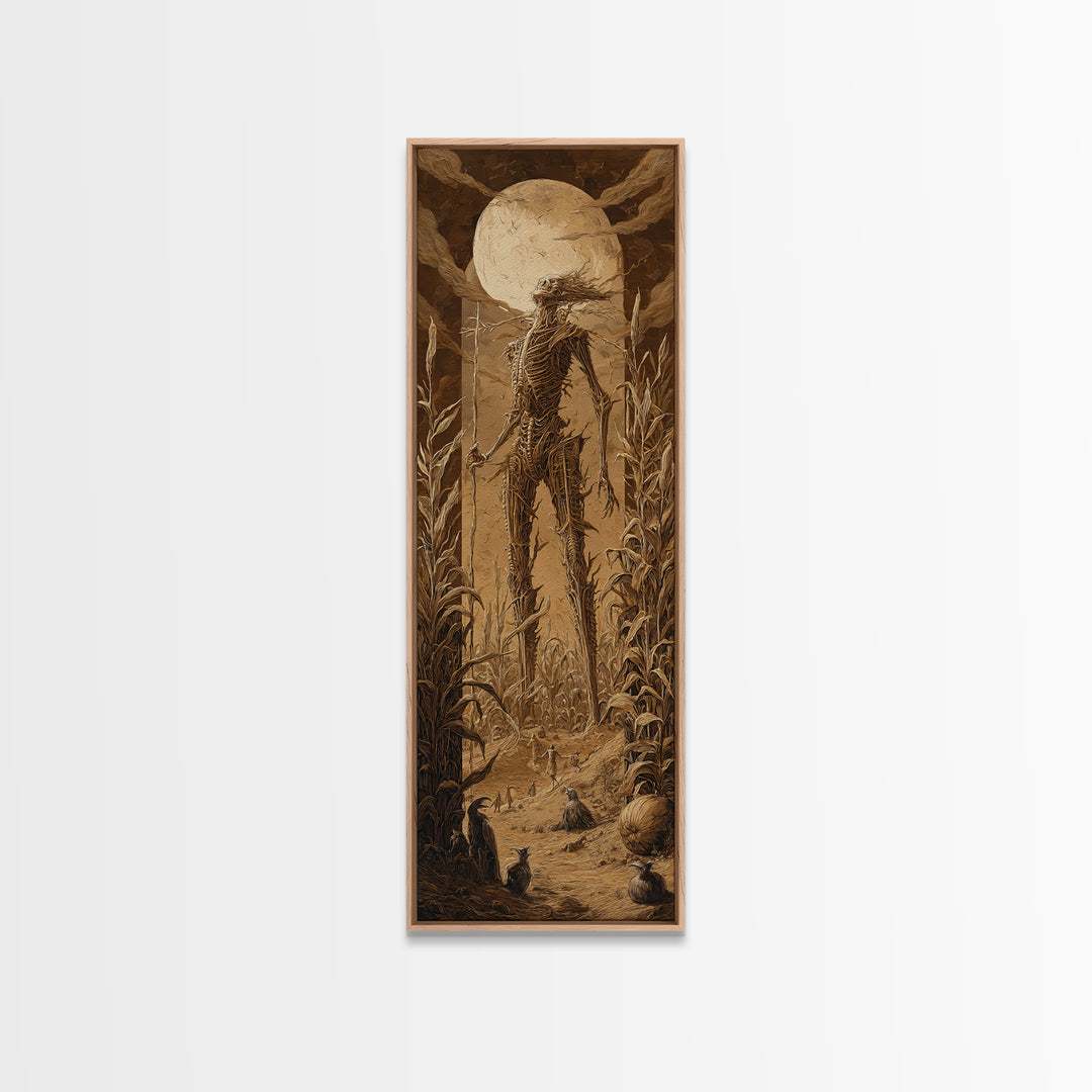 The Harvest Demon, Biomechanical Horror Art, Tall Narrow Wall Art, Dark Fantasy Wall Art, Framed Canvas Print, Halloween Wall Art