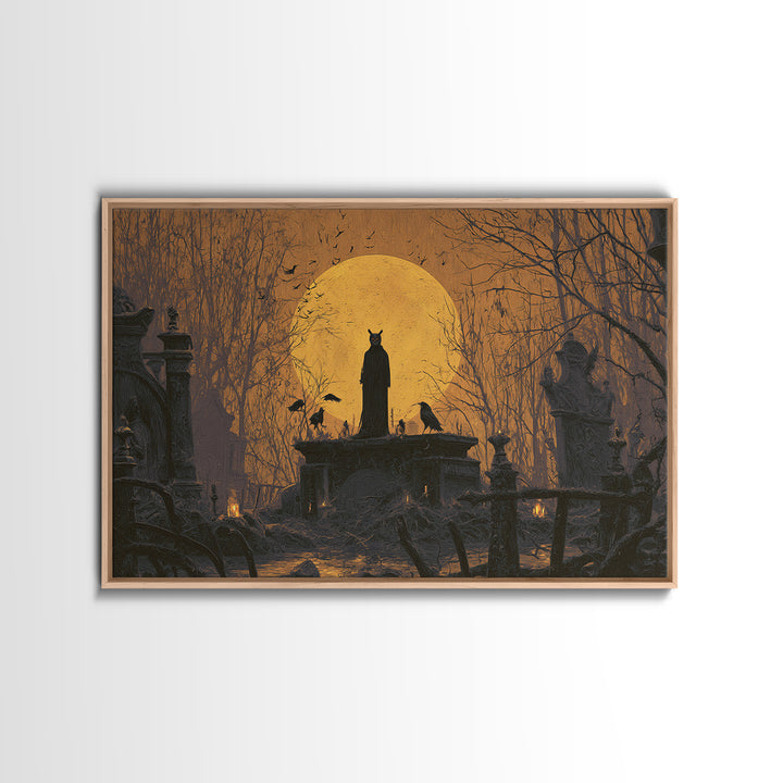 The Owl-Faced Omen, Romantic Gothic Landscape, Landscape Wall Art, Dark Halloween Decor, Canvas Print, Halloween Wall Art