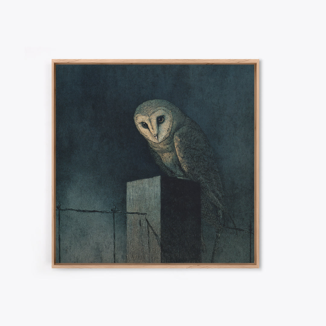 The Owl-Faced Omen, Dark Symbolist Art, Square Wall Art, Gothic Horror Wall Art, Canvas Print, Halloween Wall Art