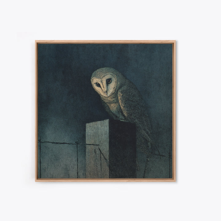 The Owl-Faced Omen, Dark Symbolist Art, Square Wall Art, Gothic Horror Wall Art, Canvas Print, Halloween Wall Art