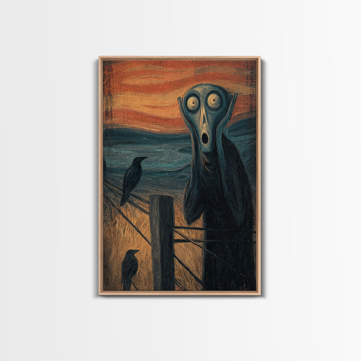 The Owl-Faced Omen, Expressionist Gothic Art, Vertical Wall Art, Macabre Wall Art, Canvas Print, Halloween Wall Art, Collectible Wall Decor