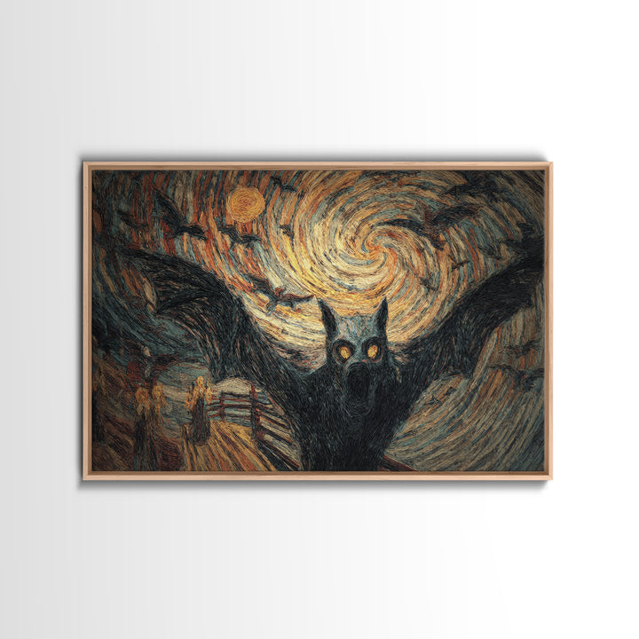 The Bat-Winged Imp, Expressionist Gothic Art, Landscape Wall Art, Macabre Wall Art, Framed Canvas Print, Halloween Wall Art