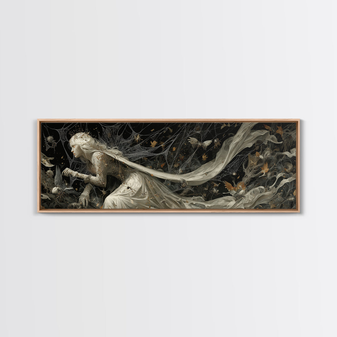 The Spider Queen, Medieval Grotesque Art, Extra Wide Wall Art, Gothic Horror Wall Art, Canvas Print, Halloween Wall Art