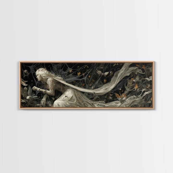 The Spider Queen, Medieval Grotesque Art, Extra Wide Wall Art, Gothic Horror Wall Art, Canvas Print, Halloween Wall Art