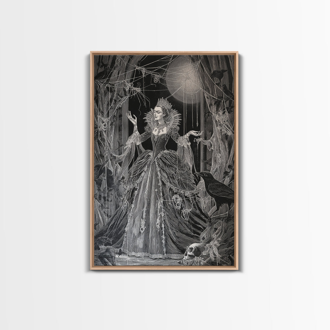 The Spider Queen, Danse Macabre Art, Vertical Wall Art, Dark Halloween Decor, Framed Canvas Print, Halloween Wall Art