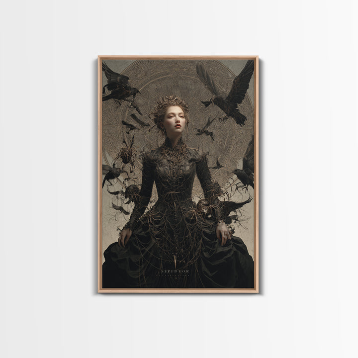 The Spider Queen, Visionary Gothic Art, Vertical Wall Art, Macabre Wall Art, Canvas Print, Halloween Wall Art, Spooky Wall Decor