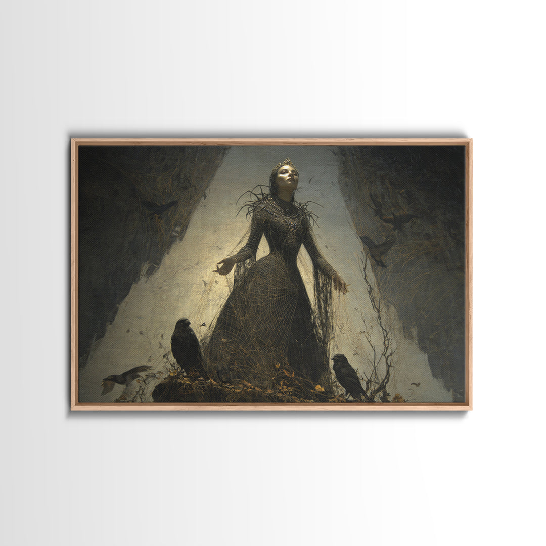 The Spider Queen, Symbolist Gothic Landscape, Landscape Wall Art, Macabre Wall Art, Framed Canvas Print, Halloween Wall Art