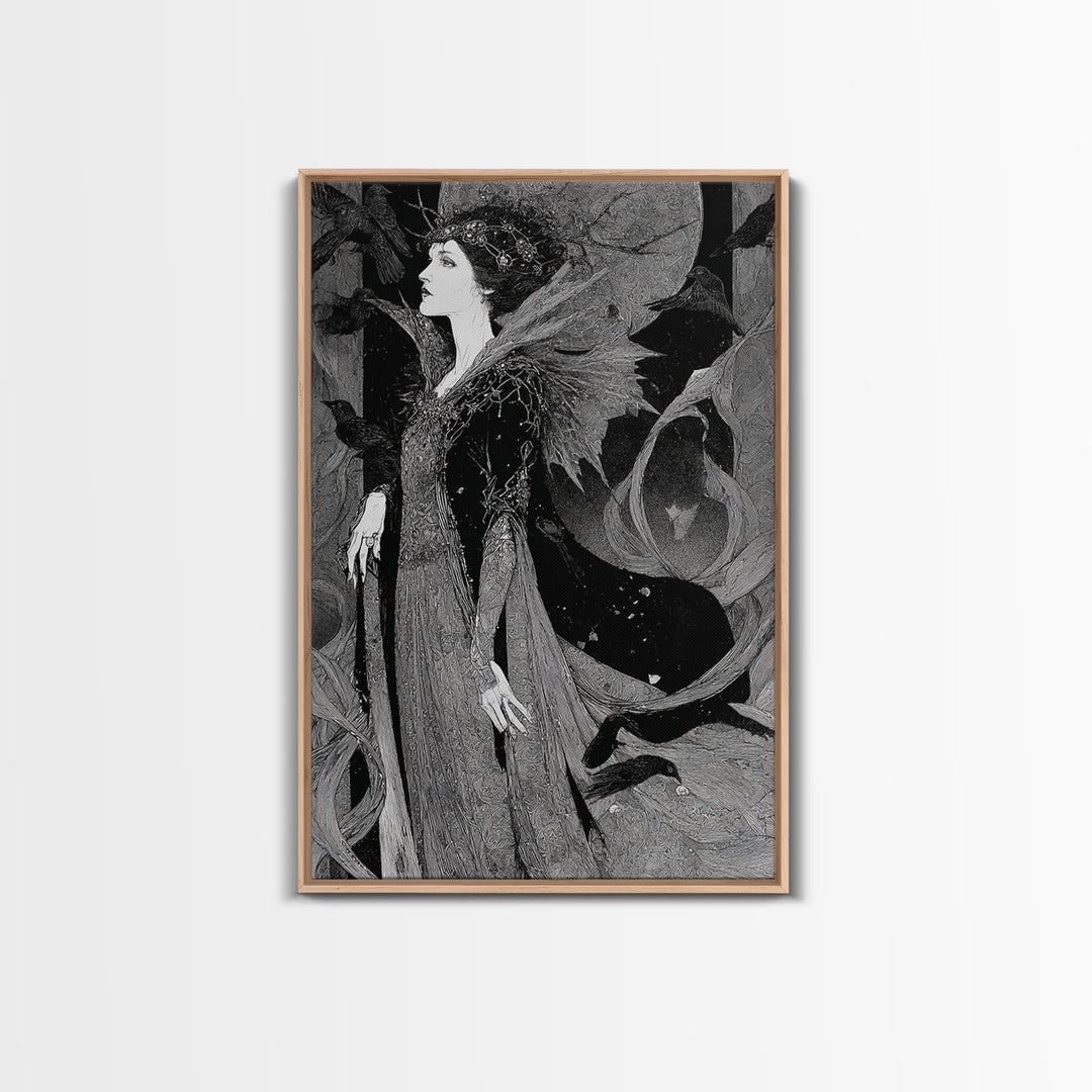 The Spider Queen, Stained Glass Gothic Art, Vertical Wall Art, Dark Halloween Decor, Canvas Print, Halloween Wall Art