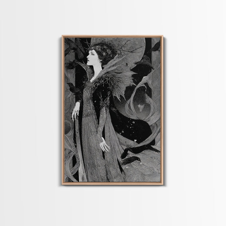The Spider Queen, Stained Glass Gothic Art, Vertical Wall Art, Dark Halloween Decor, Canvas Print, Halloween Wall Art
