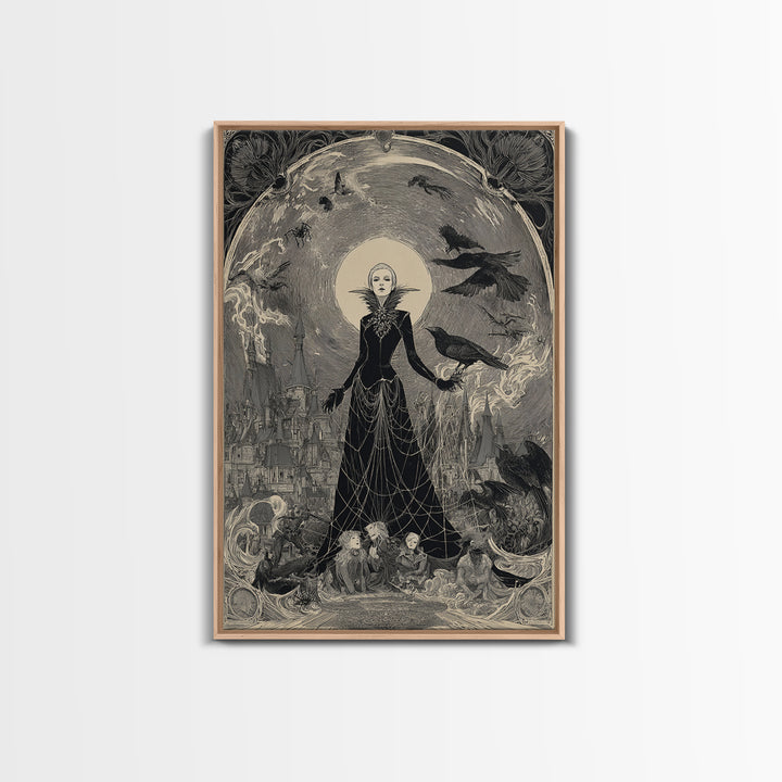 The Spider Queen, Victorian Macabre Art, Vertical Wall Art, Gothic Horror Wall Art, Canvas Print, Halloween Wall Art