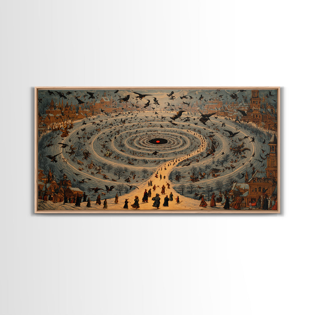 The Red-Eyed Moth Creature, Northern Renaissance Horror, Wide Panoramic Art, Dark Fantasy Wall Art, Canvas Print