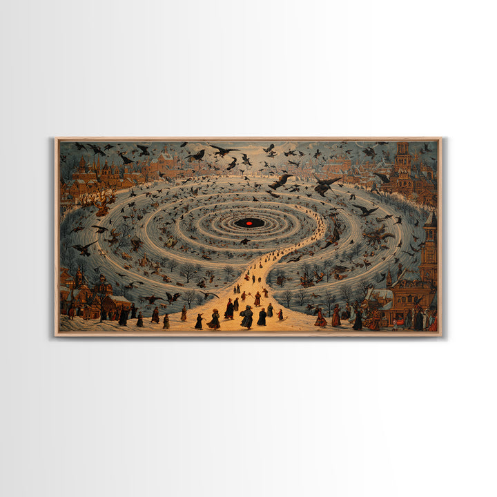 The Red-Eyed Moth Creature, Northern Renaissance Horror, Wide Panoramic Art, Dark Fantasy Wall Art, Canvas Print