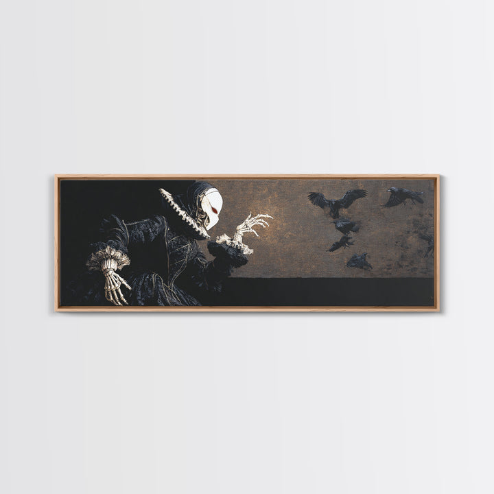 The Red-Eyed Moth Creature, Danse Macabre Art, Extra Wide Wall Art, Dark Halloween Decor, Canvas Print, Dark Fantasy Art
